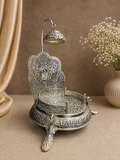 German Silver Hand-Engraved Singhasan