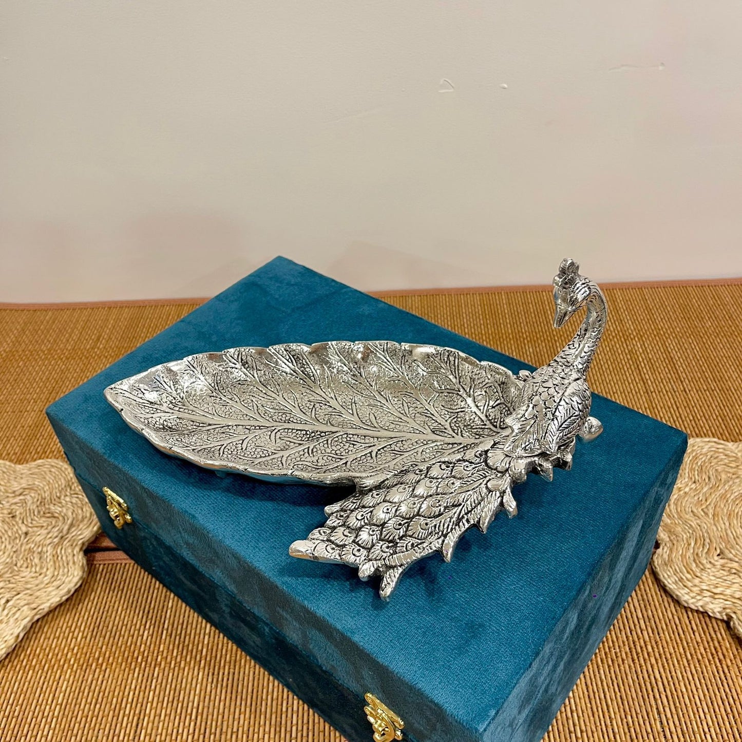 GS108 - Silver Plated Peacock Shape Dry-Fruit Platter