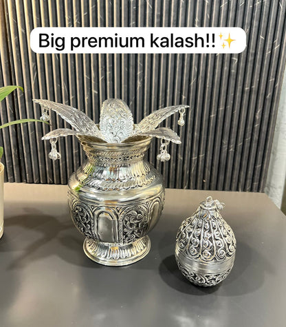 German Silver Hand-Engraved Mangal Kalash