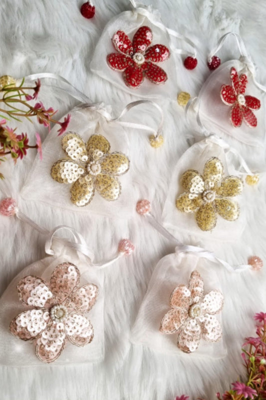 Organza Potli with Sequin Flower Design