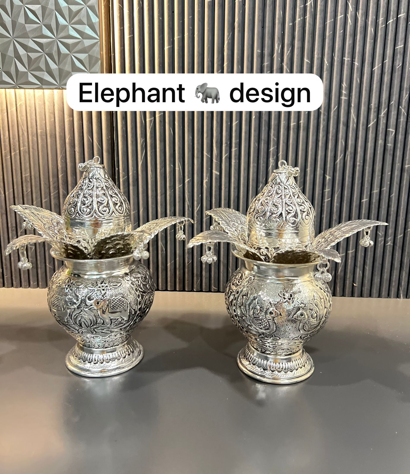 German Silver Hand-Engraved Mangal Kalash