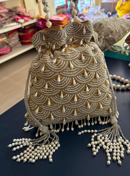 DP107 - Moti Hand Work Potli – Luxury Handcrafted Elegance