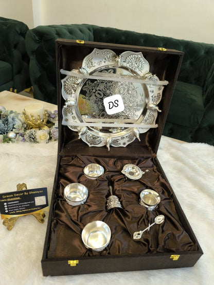 Imported Silver-Plated Puja Thal Set