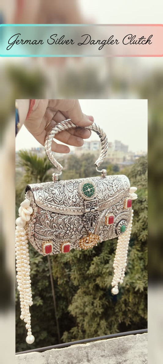 Traditional Luxury German Silver Dangler Clutch