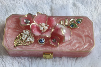 Resin Cash Box with Handcrafted Resin Flower Decoration