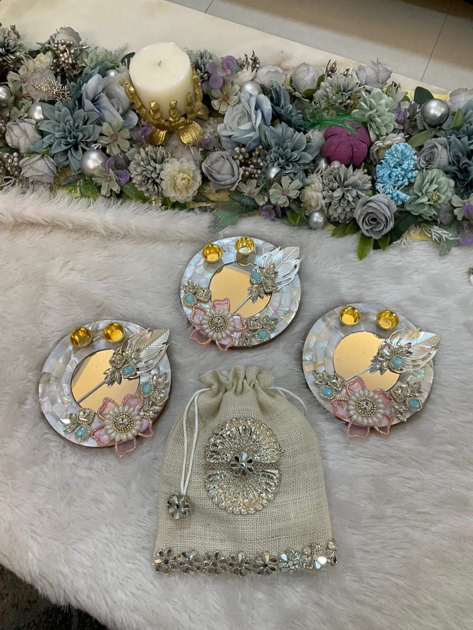 Mother of Pearl Tilak Platter Set (6 Inches)
