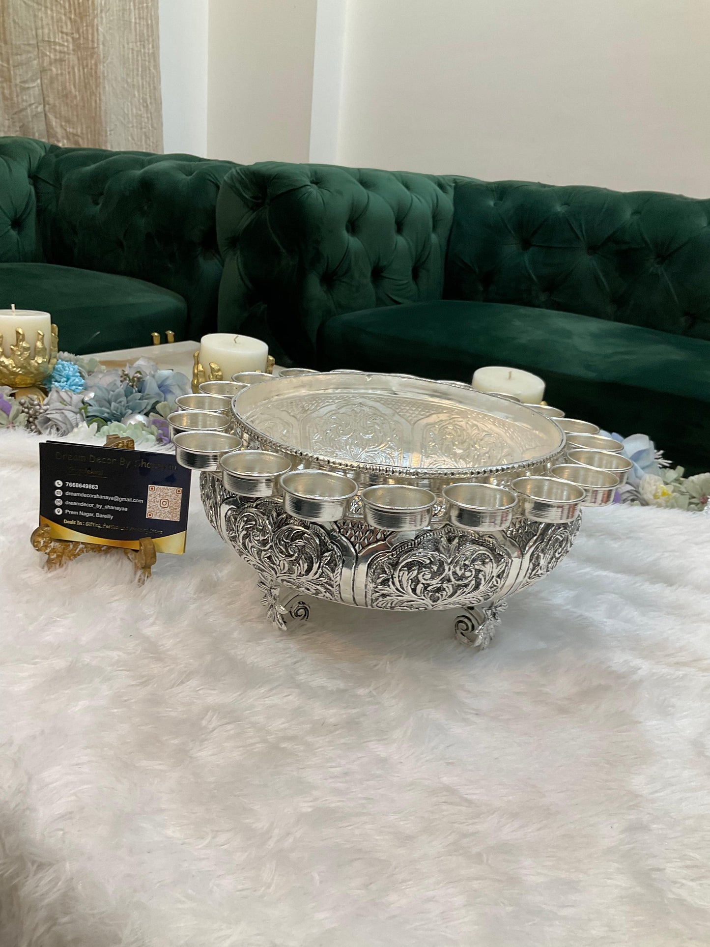 German Silver Diya Urli