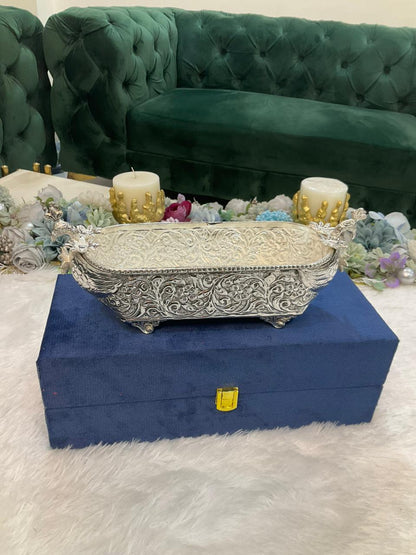 German Silver Boat Platter with Velvet Box