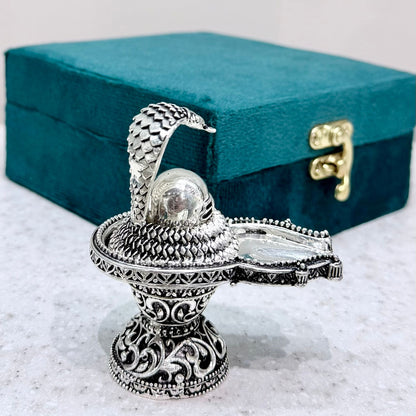 Shivling in Real Silver Plating with Premium Velvet Box