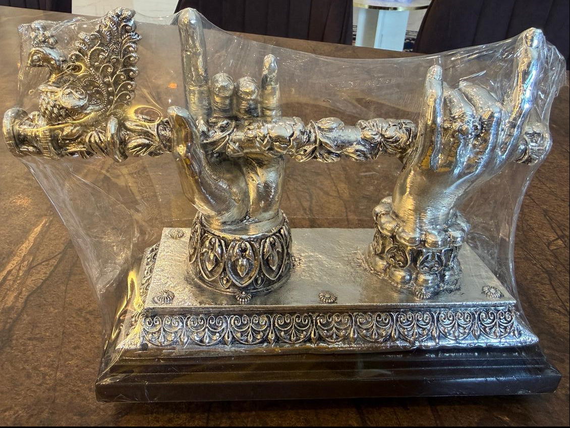 Real Silver Plated Krishna Hand Flute (Murli)
