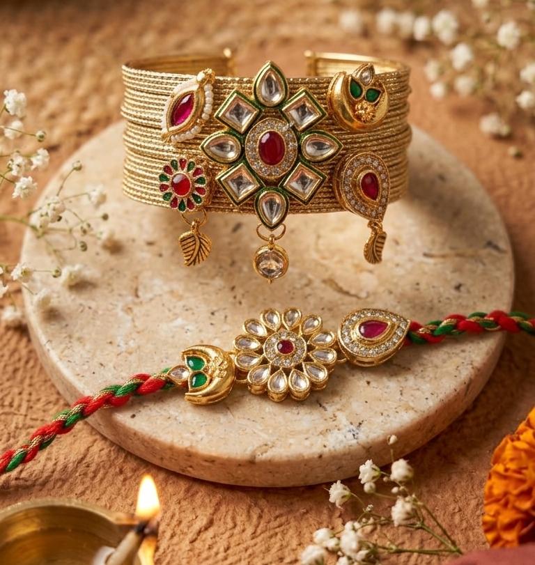 Royal Meenakari Rakhi Bracelet Pair