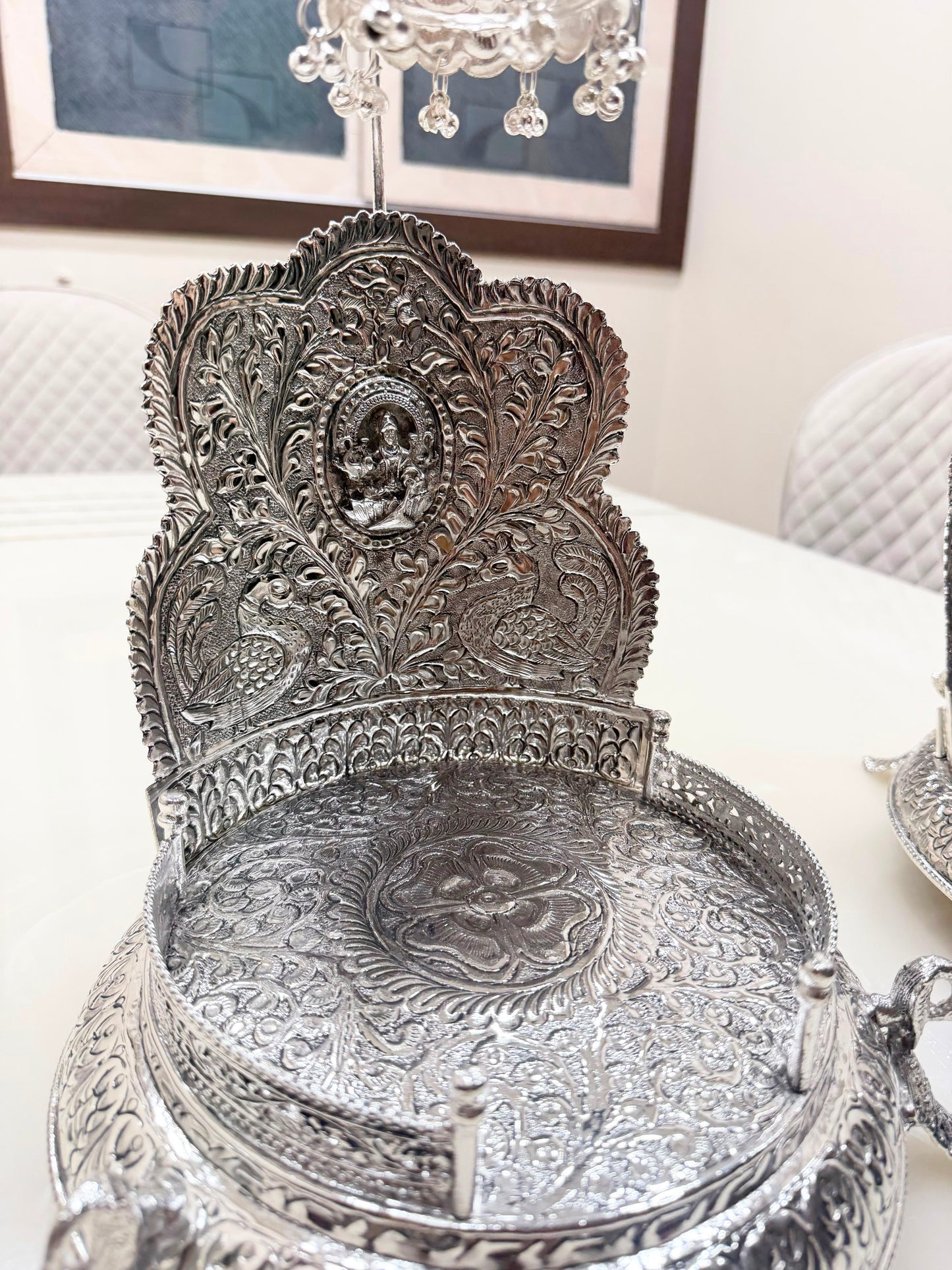German silver hand engraved singhasan