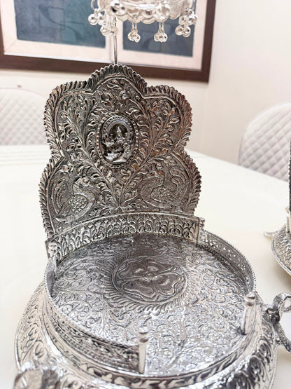 German silver hand engraved singhasan