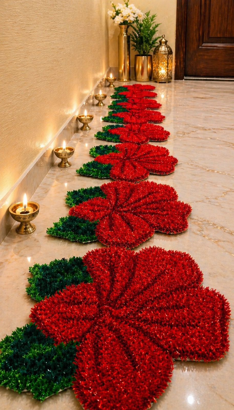 Premium 3D Fluffy Rangoli Mats – Set of 8