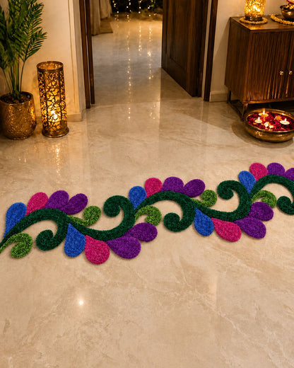 Tulip Trail Rangoli Mat – Premium Floral Entrance Décor