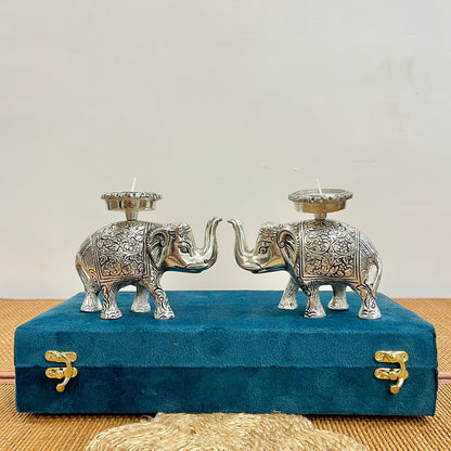 GS106 - Silver Plated Elephant with Tealight Holder
