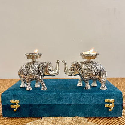 GS106 - Silver Plated Elephant with Tealight Holder