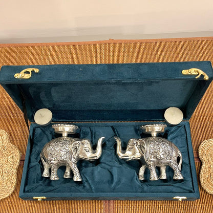 GS106 - Silver Plated Elephant with Tealight Holder