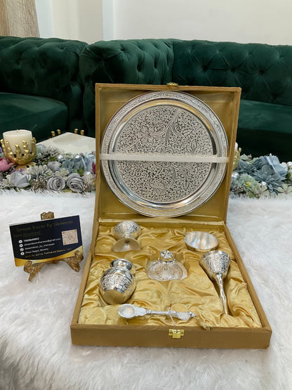 PT101 - German Silver Puja Thali Set