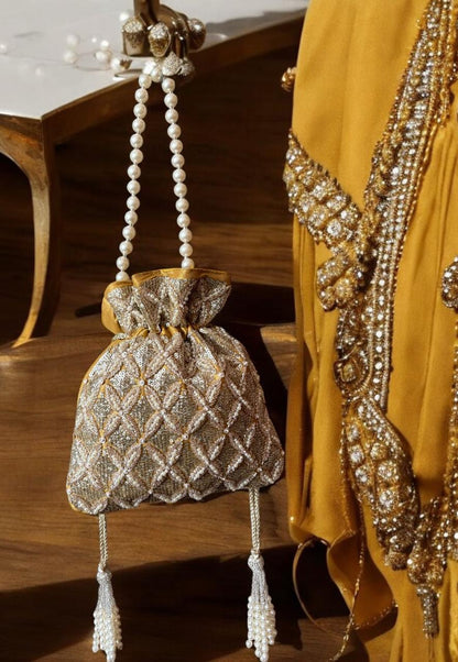 DP116 - Sequin and Pearl Embroidered Potli Bag