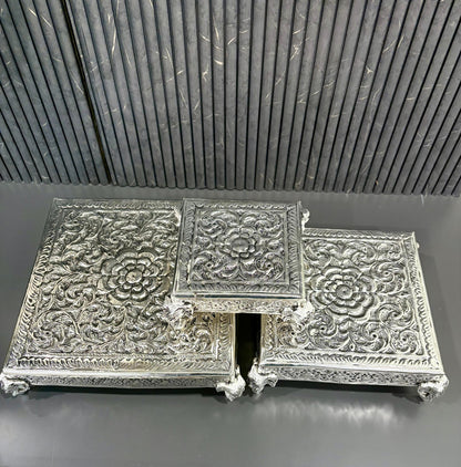 Antique Silver-Plated Decorative Chowki