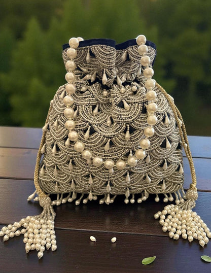 DP107 - Moti Hand Work Potli – Luxury Handcrafted Elegance
