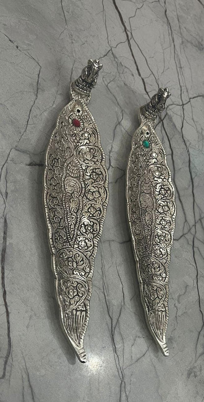 German Silver Peacock Feather Incense Holder ( Pack of 5 )