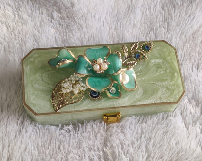 Resin Cash Box with Handcrafted Resin Flower Decoration