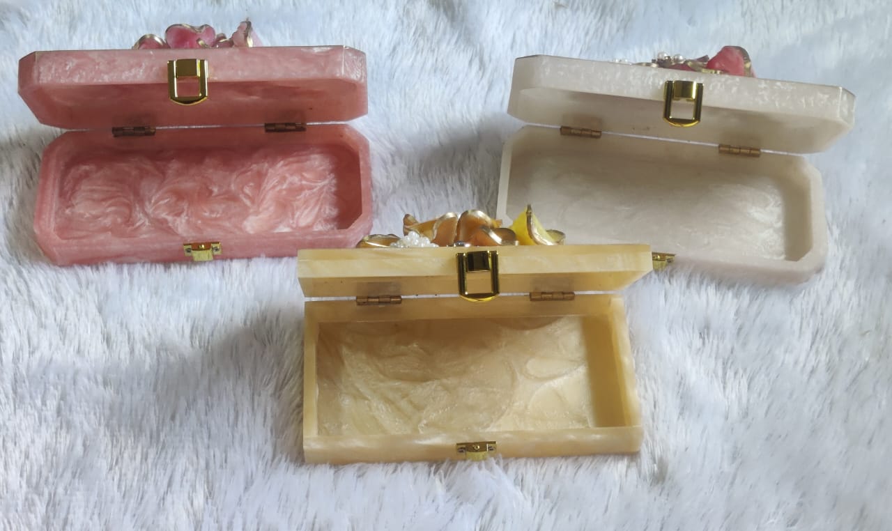 Resin Cash Box with Handcrafted Resin Flower Decoration