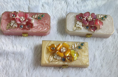 Resin Cash Box with Handcrafted Resin Flower Decoration