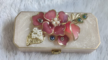 Resin Cash Box with Handcrafted Resin Flower Decoration