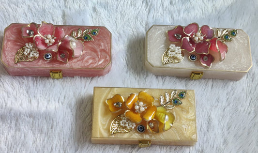 Resin Cash Box with Handcrafted Resin Flower Decoration