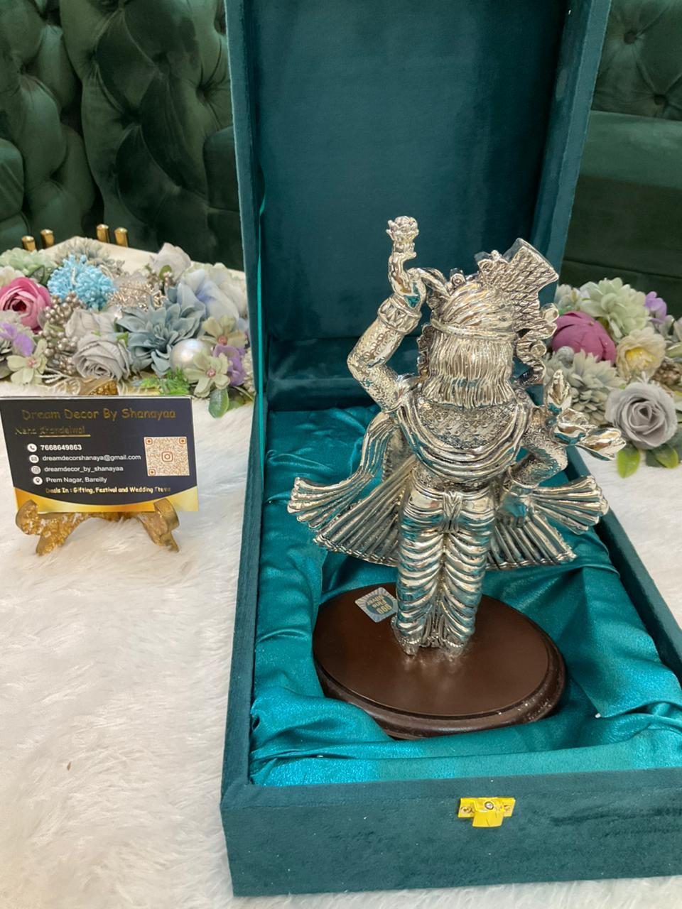 999 Real Silver Plated Shreenathji Idol (9.5 × 6 Inches)