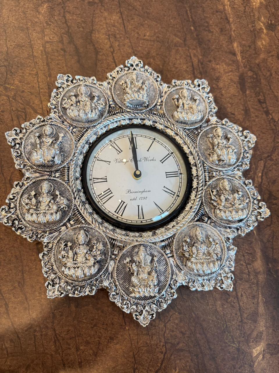 Real Silver Plated Asht Laxmi Wall Clock