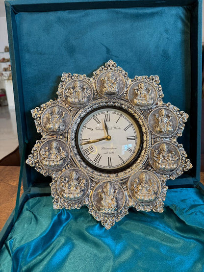 Real Silver Plated Asht Laxmi Wall Clock