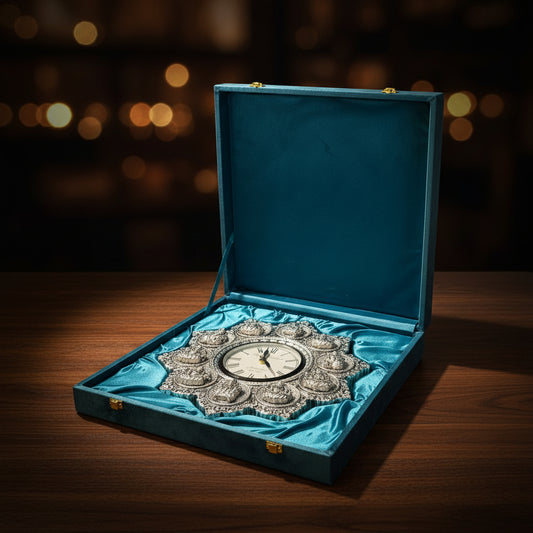Real Silver Plated Asht Laxmi Wall Clock