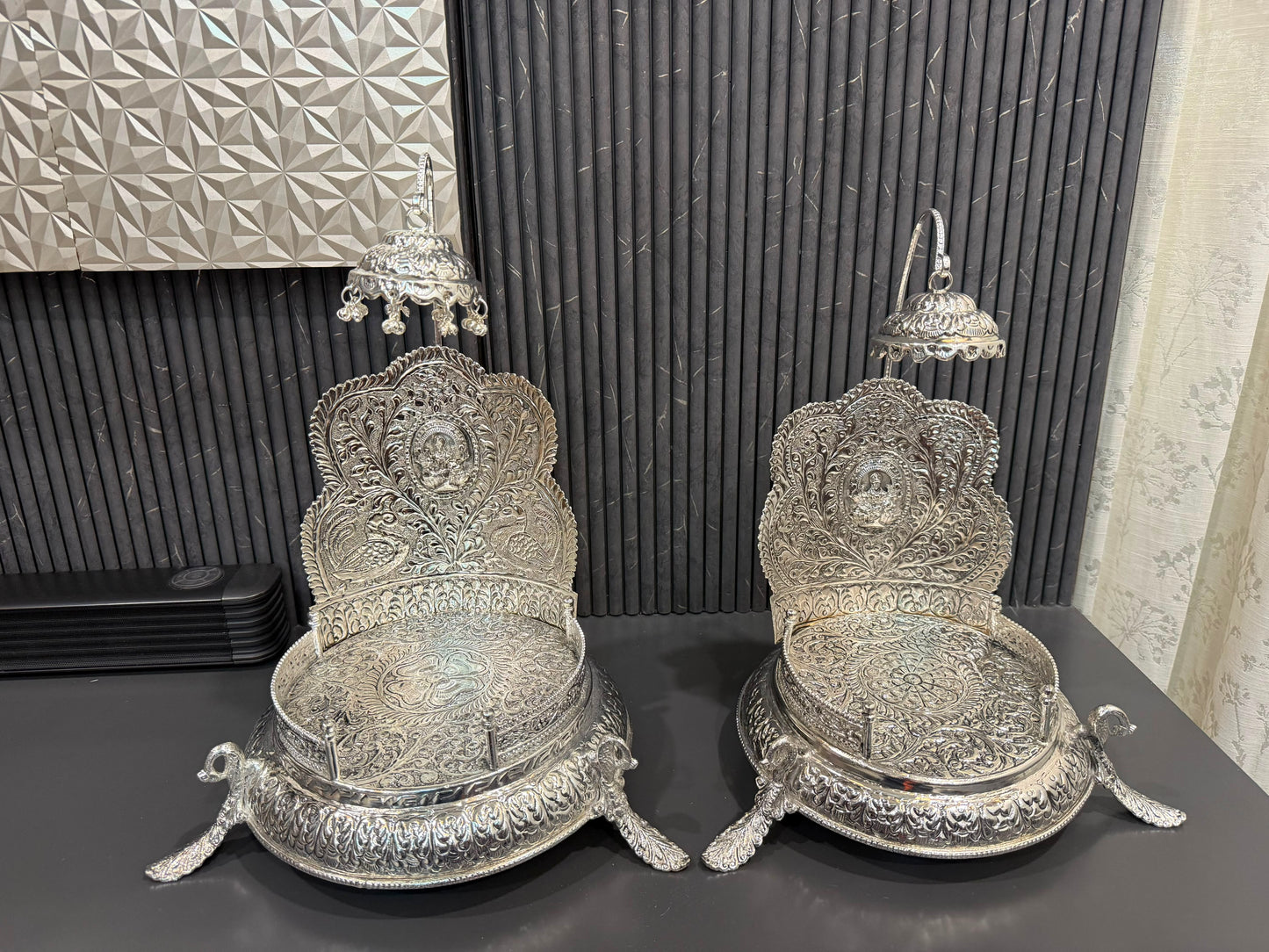German silver hand engraved singhasan