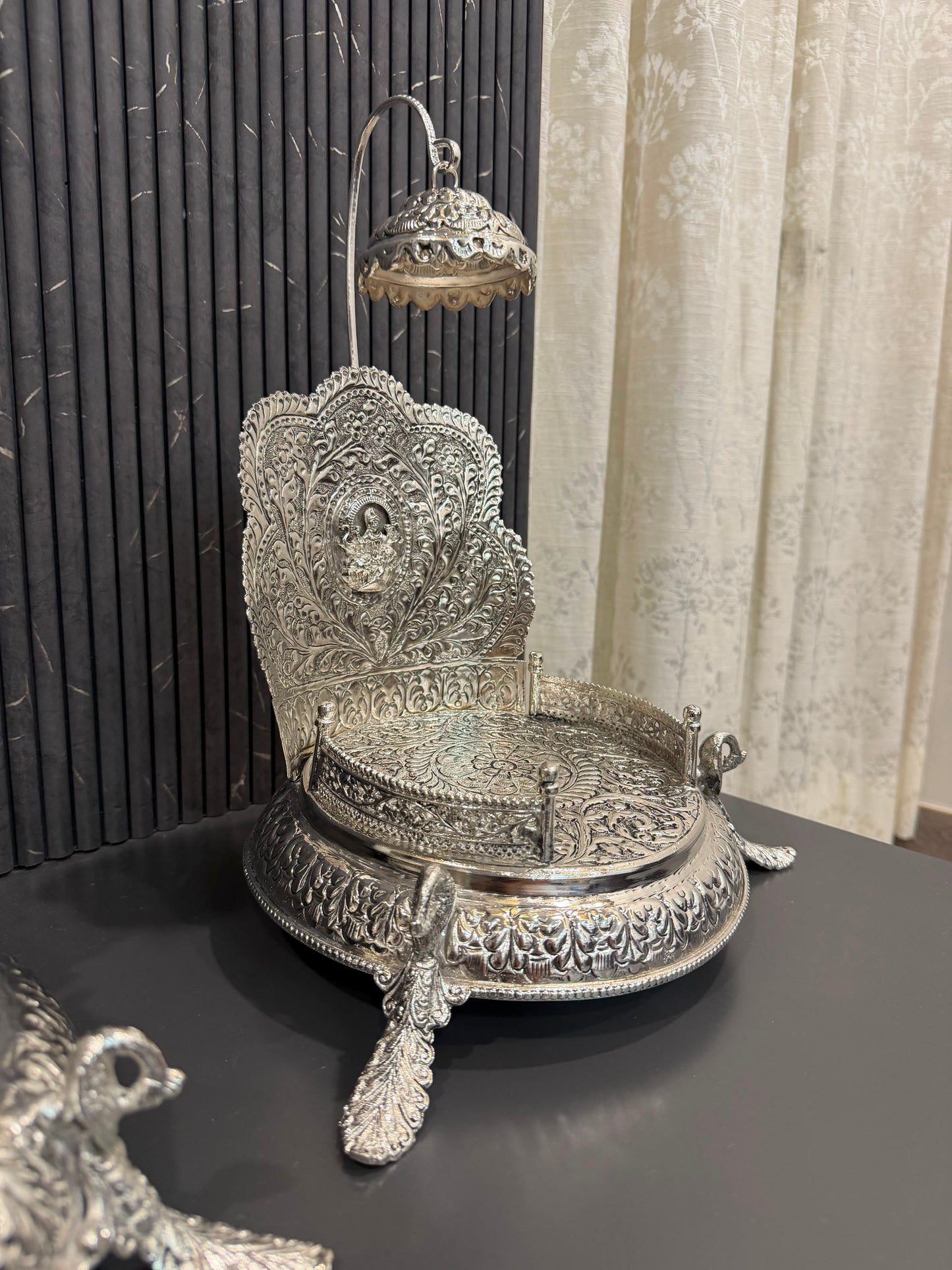 German silver hand engraved singhasan