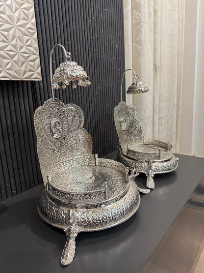 German silver hand engraved singhasan