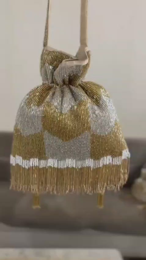 Double-side moti handwork with full front and back embellishment—elegant, rich and festive.