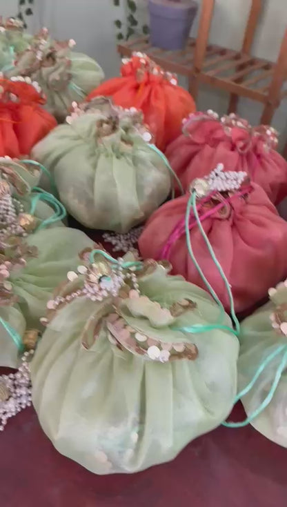 Scrunchy Potli with Golden Sequin Detailing