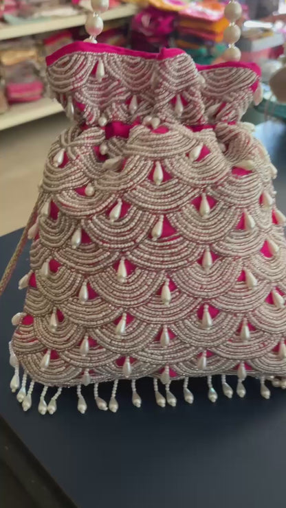 DP107 - Moti Hand Work Potli – Luxury Handcrafted Elegance