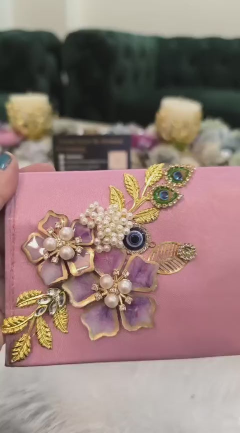 Designer Paper Envelope with Resin Brooch - Pink