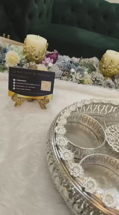 German Silver Dry Fruit Box with Glass Lid (10x2”)