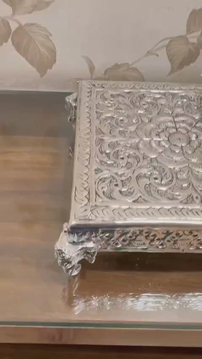 Antique Silver-Plated Decorative Chowki