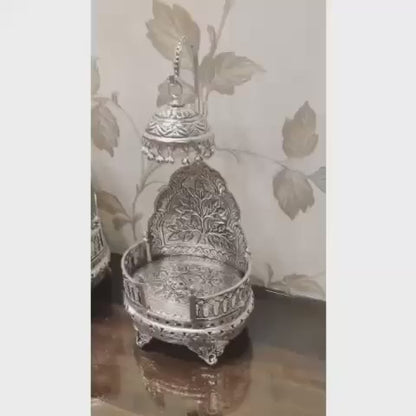German Silver Hand-Engraved Singhasan