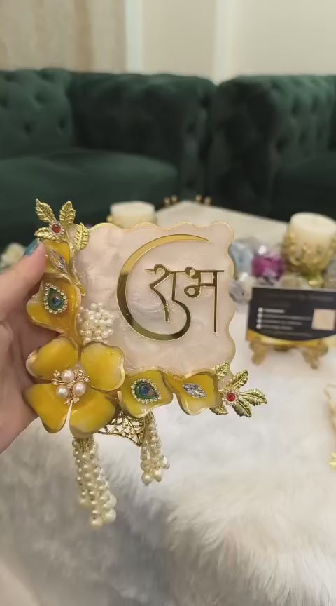 Resin Shubh Labh (4x4” with 8” Tassel)