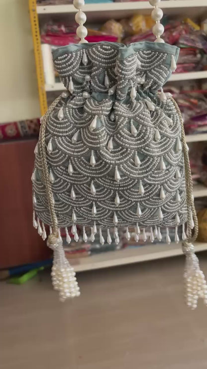 DP107 - Moti Hand Work Potli – Luxury Handcrafted Elegance