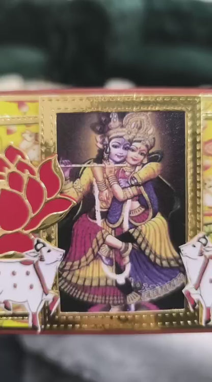 Designer Shrinathji / Krishna Cow &amp; Lotus Envelope Set