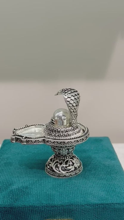 Shivling in Real Silver Plating with Premium Velvet Box